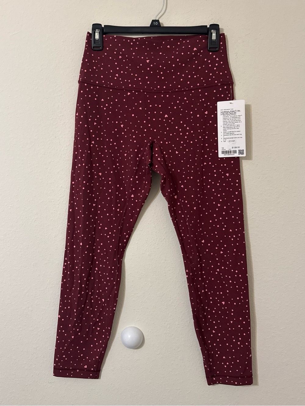 Lululemon Align No Line High-Rise Pant 28" Size 10 Heart Dot Burgundy Bay NWT